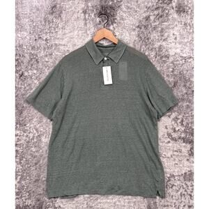 New Hartford Polo Shirt XL Mens Green Linen Short Sleeve